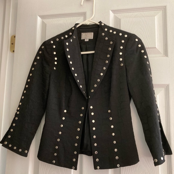 Alberto Makali, short studded jacket, black, vintage, size 2 - Picture 3 of 9